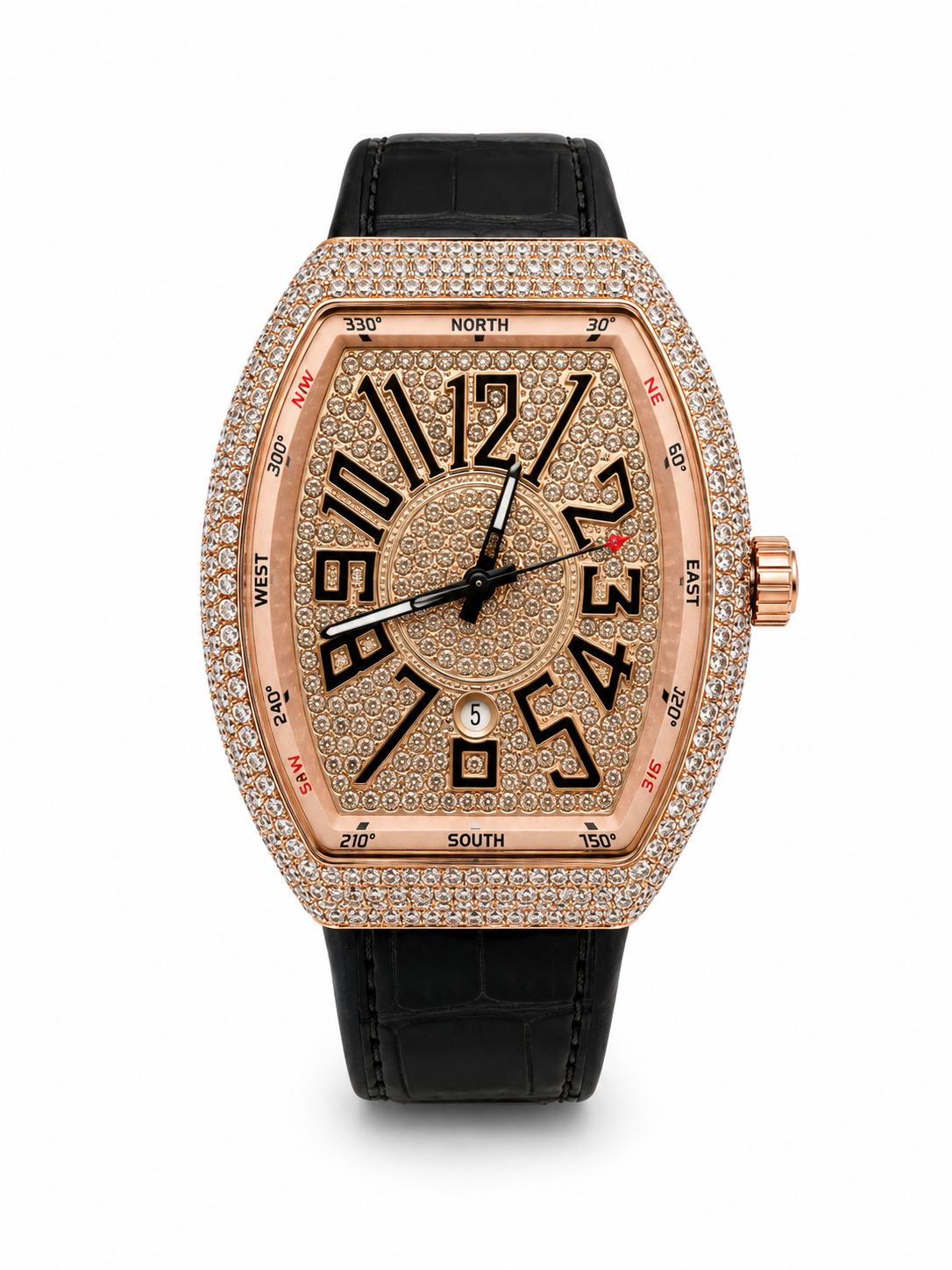 Luxe Crystal Rose Gold Tonneau Watch