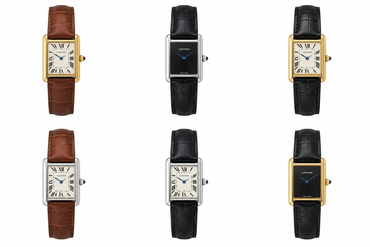 Cartier Tank Screw back Premium A grade Quality - Leather strap
