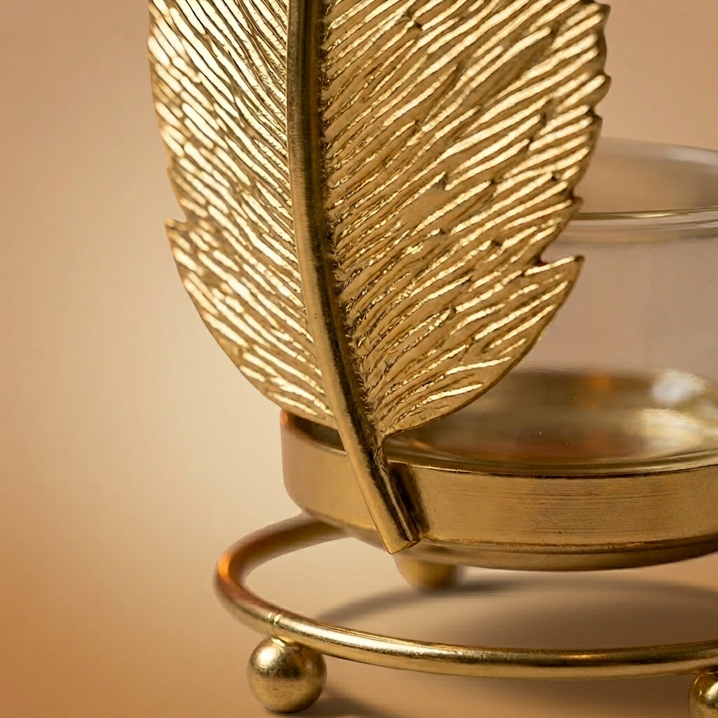 Golden Leaf Candle Holder