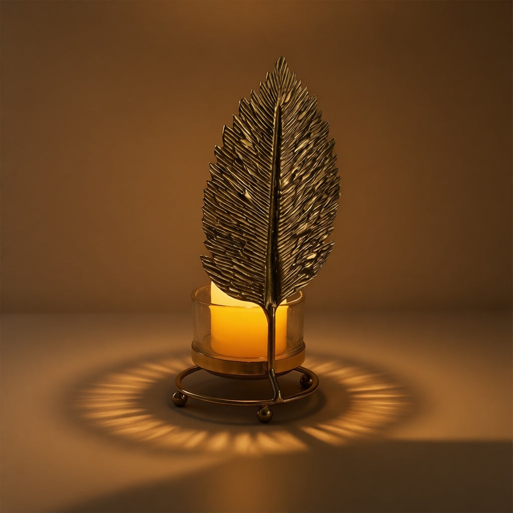 Golden Leaf Candle Holder